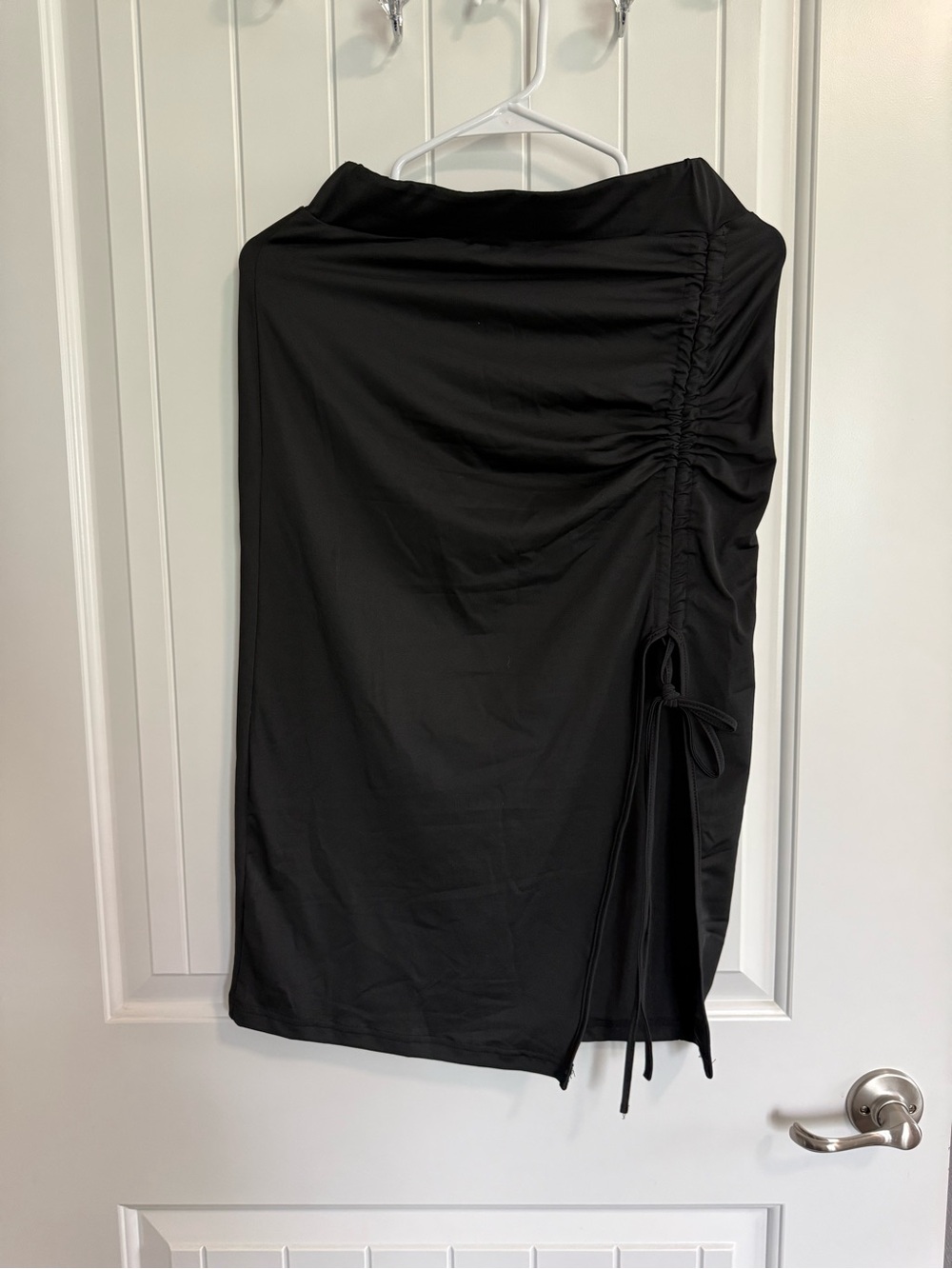 Black Ruched Side-Tie Women's Skirt